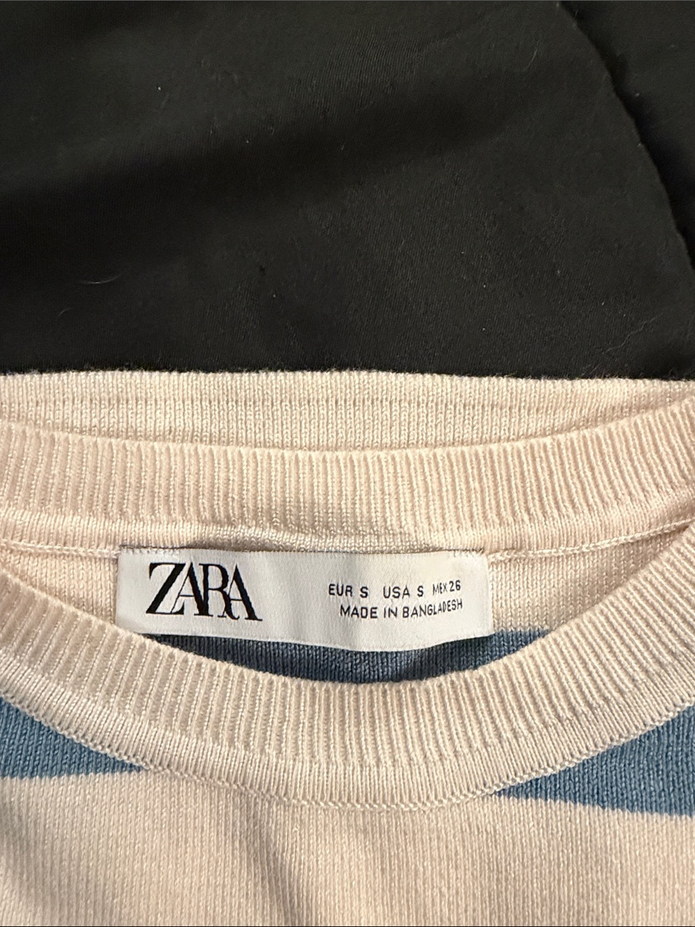 Zara Blue & Cream Striped Knit Tank Top - Picture 3 of 3